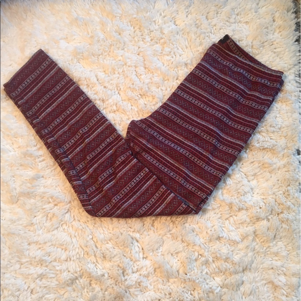 Fab'rik Red Print Aztec Leggings